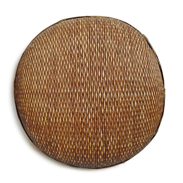 Jumbo Vintage Asian Bamboo Grain Basket For Sale - Image 4 of 11