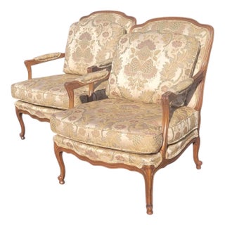 A Pair of Late 20th century Luis XV Bergere Arm Chairs For Sale
