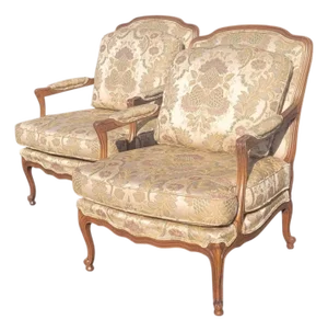 A Pair of Late 20th century Luis XV Bergere Arm Chairs