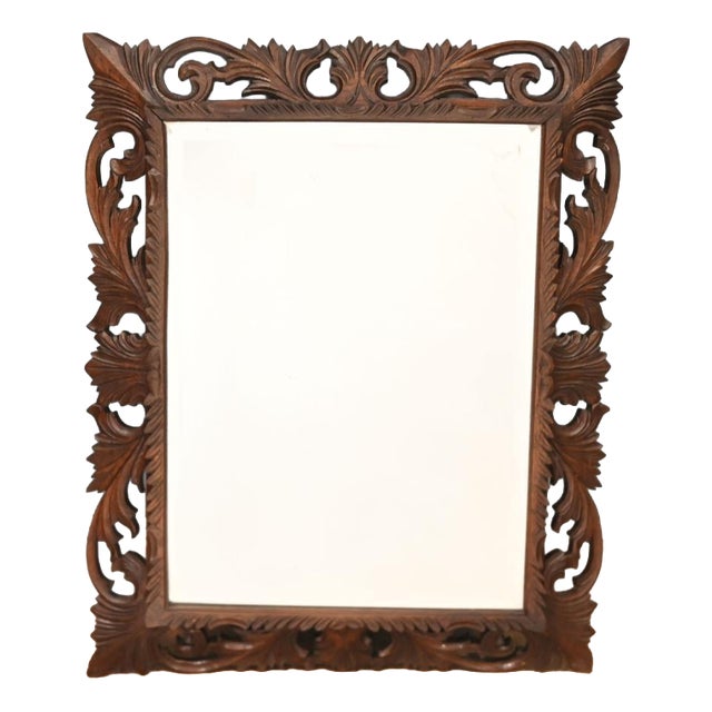 Flemish Carved Mirror in Wood, 1880 For Sale