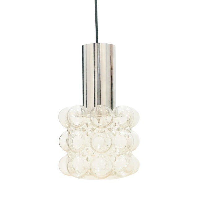 Mid-Century Space Age Bubble Glass & Chrome Pendant Light by Helena Tynell for Limburg, Germany, 1970s For Sale