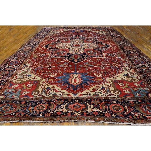 Late 19th Century N.W. Persian Carpet ( 11'8" x 18'10" - 356 x 574 ) This magnificent piece is an antique Persian Heriz-...