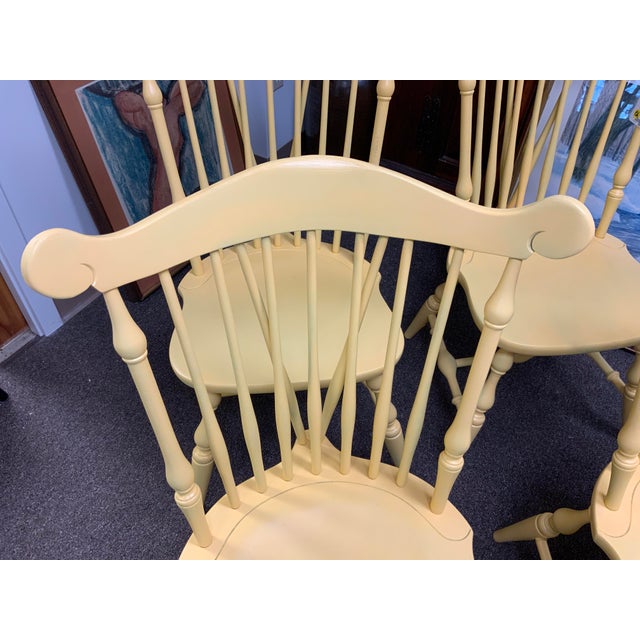 English 20th Century Yellow Painted Windsor Chairs Set of Four For Sale - Image 3 of 8