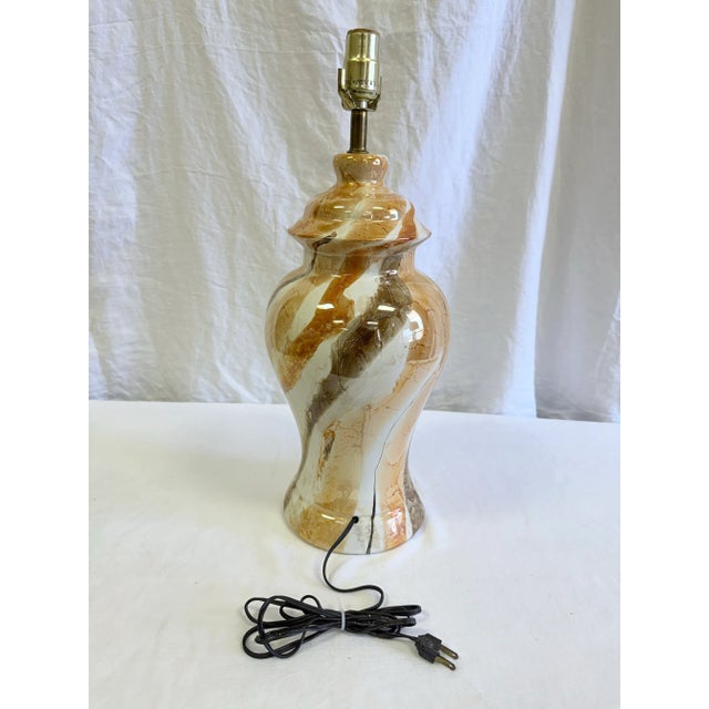 Metal Vintage James Mont Style Chinoiserie Luster Glaze Ginger Jar Table Lamp For Sale - Image 7 of 9