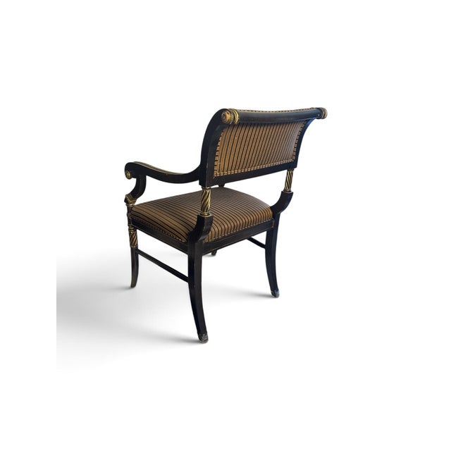 Vintage Shelby Williams Regency Ebonized & Gilt Armchair For Sale - Image 10 of 11