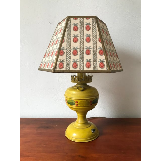 Vintage Hand Painted Converted Oil Lamp For Sale - Image 11 of 11