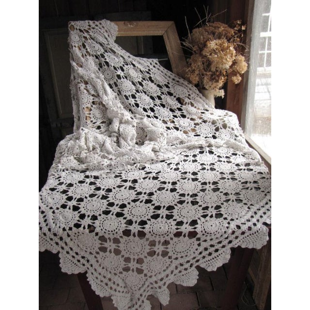 Antique 1910s French Hand Made White Lace Crocheted Bed Cover Chairish
