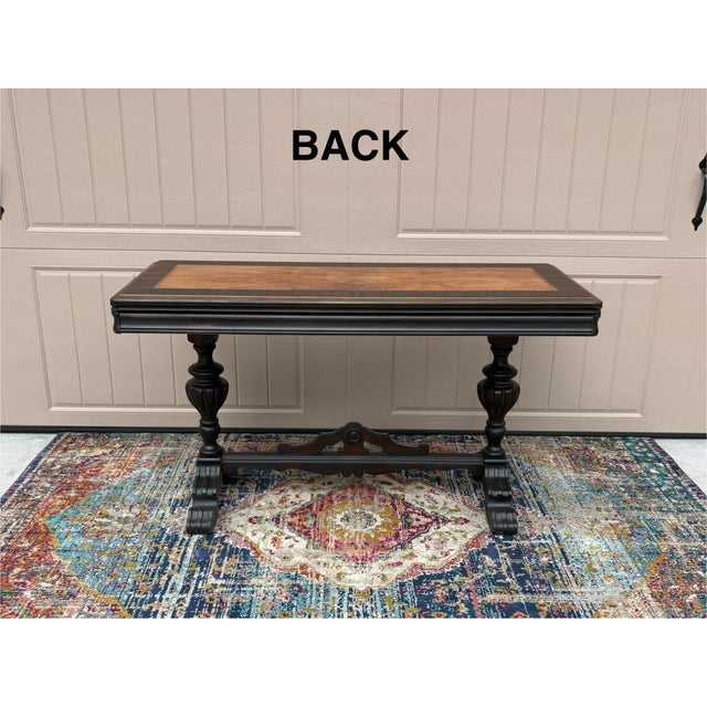 Vintage Jacobean Revival Library Table With Inlay on Top For Sale - Image 12 of 12
