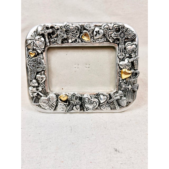 Late 20th Century Vintage Cross and Heart Picture Frame For Sale - Image 5 of 7