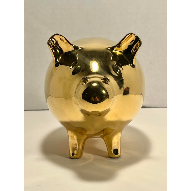 Rare Vintage Discontinued Jonathan Adler Gold Piggy Coin Bank Hand Made in Peru For Sale - Image 4 of 10
