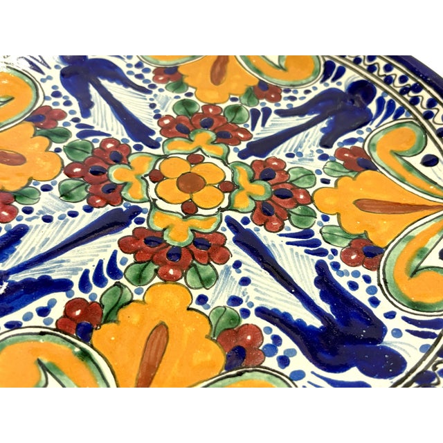 Ceramic Vintage Hand Painted Mexican Talavera Pottery Dish For Sale - Image 7 of 14