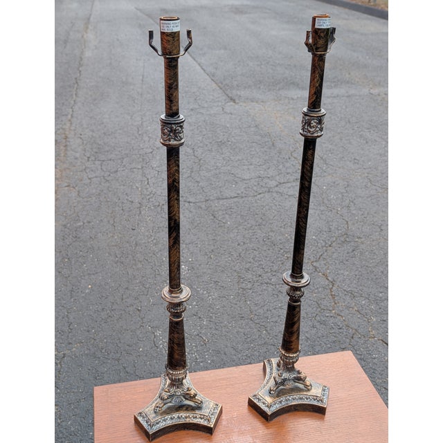 Plastic Vintage Late 20th Century Baroque Style Resin Table Lamps - A Pair For Sale - Image 7 of 9