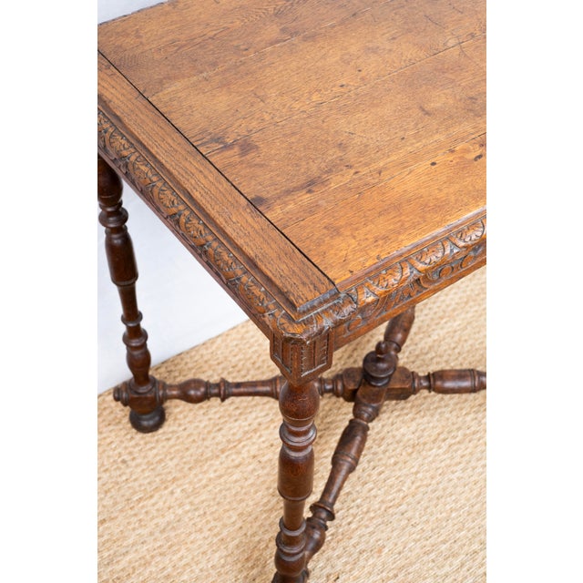 Brown Antique Carved Oak Side Table For Sale - Image 8 of 10