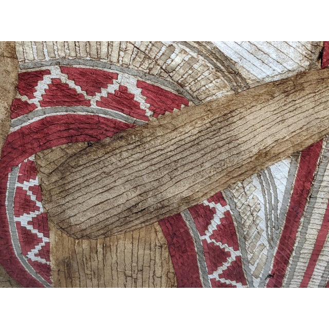 Purple Oversized Vintage Andean Musicians Banana Leaf Mosaic Folk Art – Purple, Red & Cream For Sale - Image 8 of 17