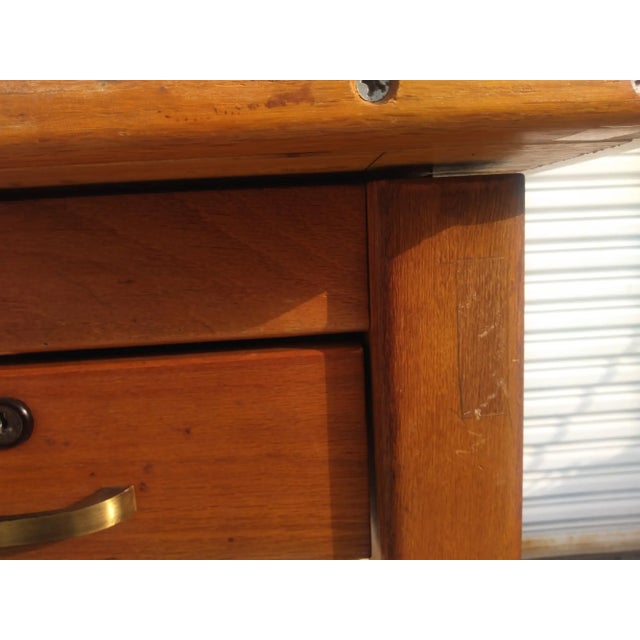 Arts & Crafts Vintage Adjustable Top Oak Drafting Table For Sale - Image 3 of 10