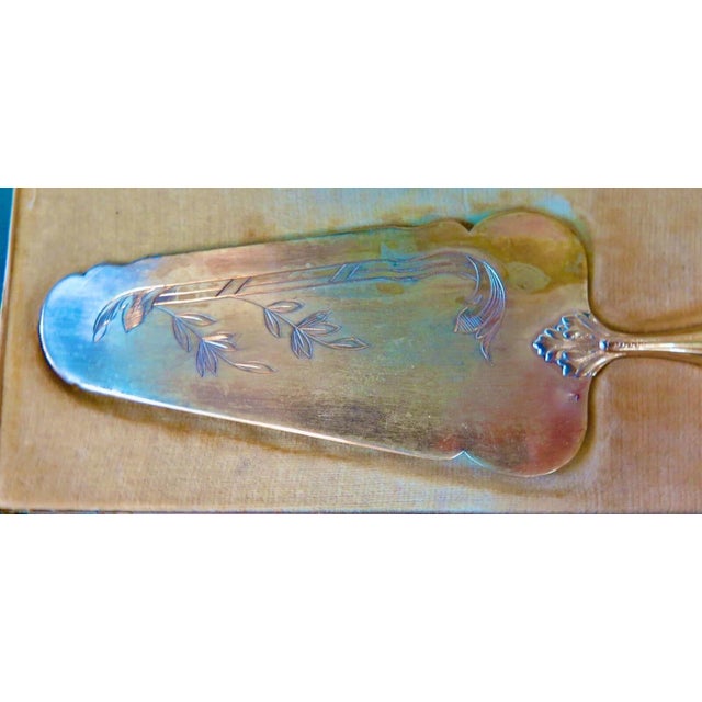 Metal Antique Continental Silver w/ Gold Wash Dessert Set For Sale - Image 7 of 12