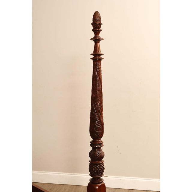 Brown Carved Mahogany Four-Poster Queen Bed Frame For Sale - Image 8 of 18