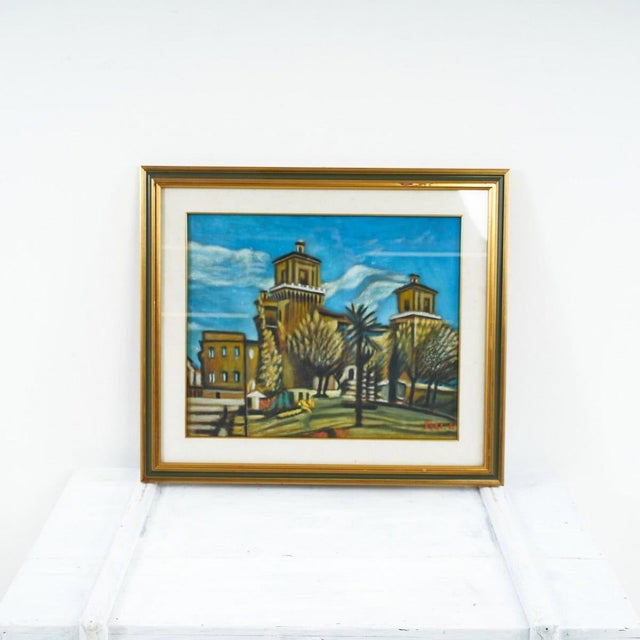 G. Poli, Ferrara Castle, Oil on Panel For Sale - Image 5 of 5