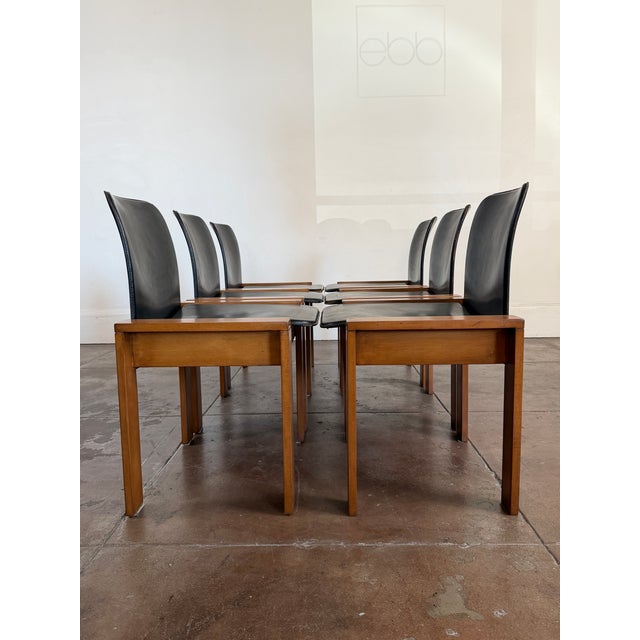 Vintage 1970's Italian Leather Dining Chairs For Sale - Image 4 of 17