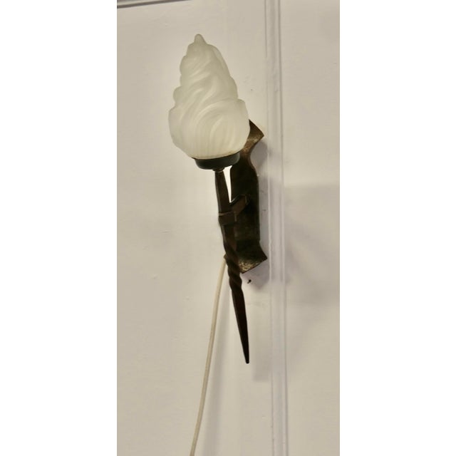 French Gothic Iron Entrance Wall Light , 1930s For Sale - Image 4 of 7