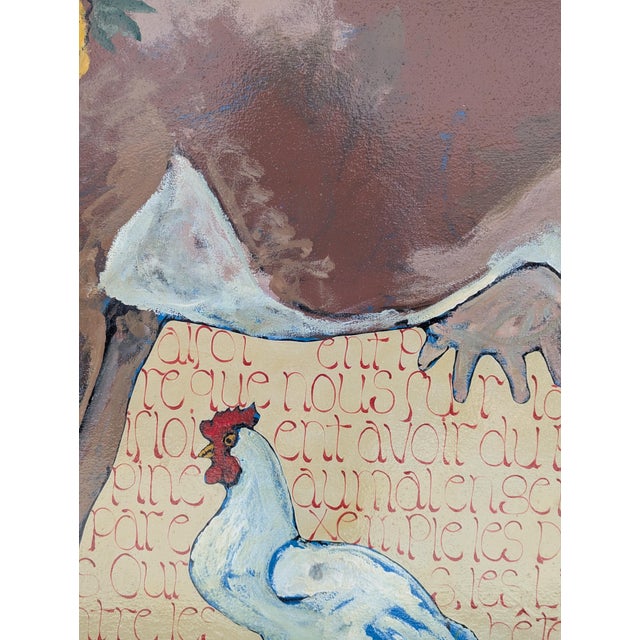 Late 20th Century Late 20th Century Cow With Chickens, Acrylic on Canvas, American, by Ira Yeager For Sale - Image 5 of 11