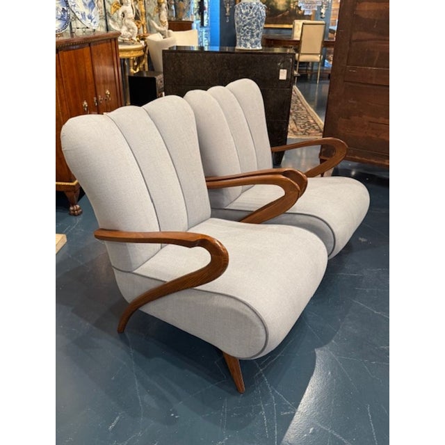 Pair of Italian Art Deco Style Club Chairs With Grey Upholstery For Sale In Dallas - Image 6 of 6