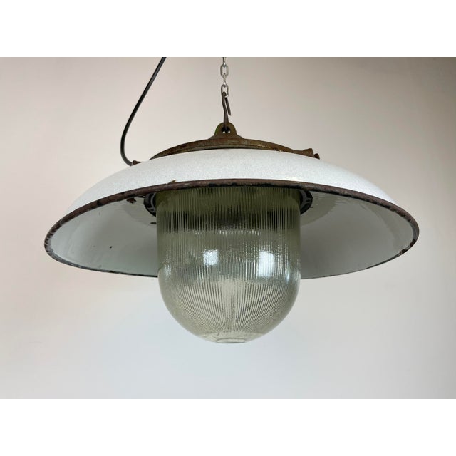 Industrial Factory Pendant Lamp in Cast Iron and Grey Enamel from Zaos, 1960s For Sale - Image 4 of 16