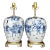 Vintage Asian Blue and White Pastoral Glazed Ceramic Lamps - a Pair For Sale