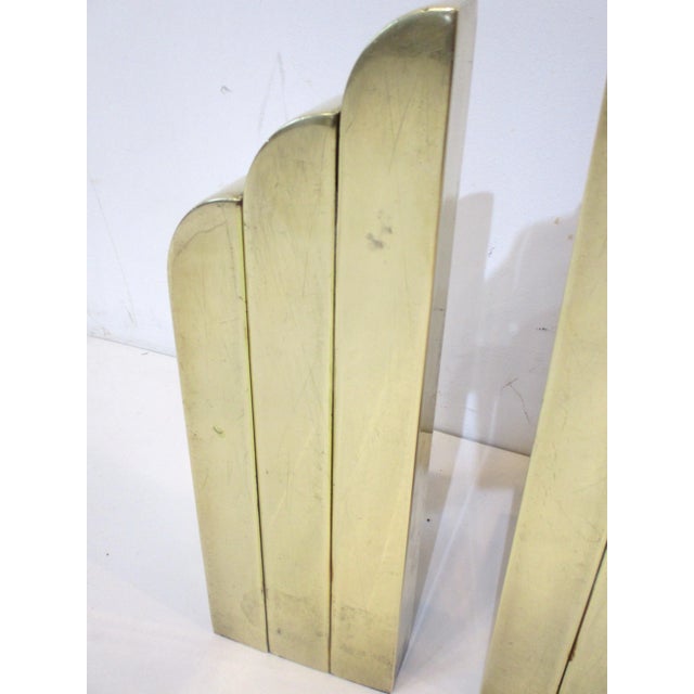 Metal Art Deco Brass Andirons in the Style of Donald Deskey For Sale - Image 7 of 13
