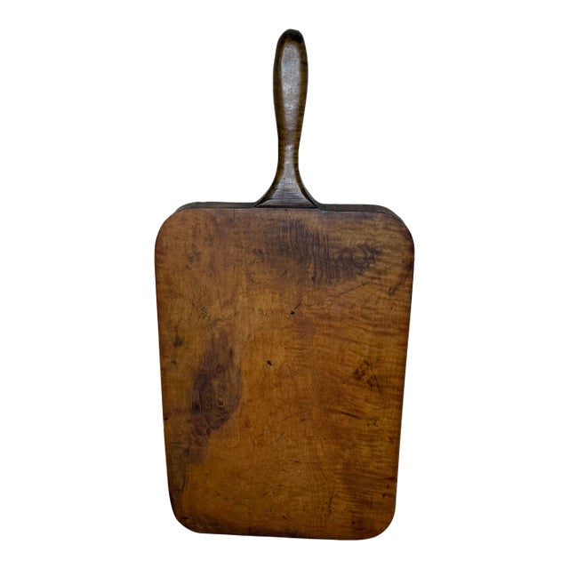 Antique Farmhouse Single-Piece Thick Maple Cutting Board With Handle For Sale