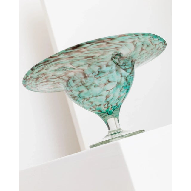 This rare turquoise vintage glass bowl comes from the Mathildenhütte Solingen, from Richartz Art Collection. The great...