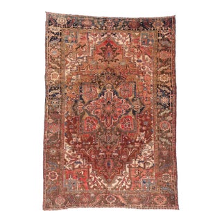 Vintage Persian Heriz Rug, 07'07 X 11'00 For Sale