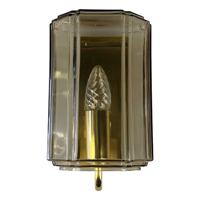 Glass and Metal Wall Lamp from Glashütte Limburg, Germany, 1970s For Sale