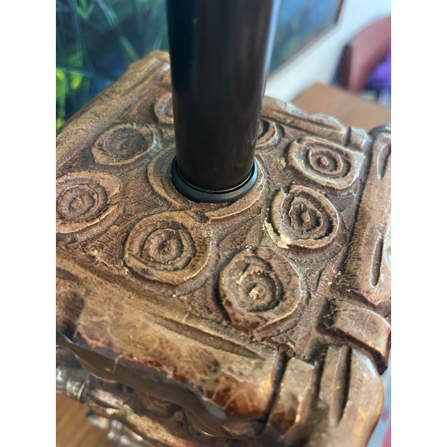 Vintage Hollywood Regency Style Faux Bamboo Column Table Lamp For Sale - Image 9 of 11