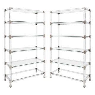 Pair Large Acrylic Etageres in the Style of Charles Hollis Jones. u.s.a. 1970's For Sale