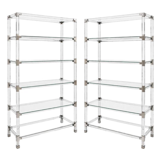 Pair Large Acrylic Etageres in the Style of Charles Hollis Jones. u.s.a. 1970's For Sale