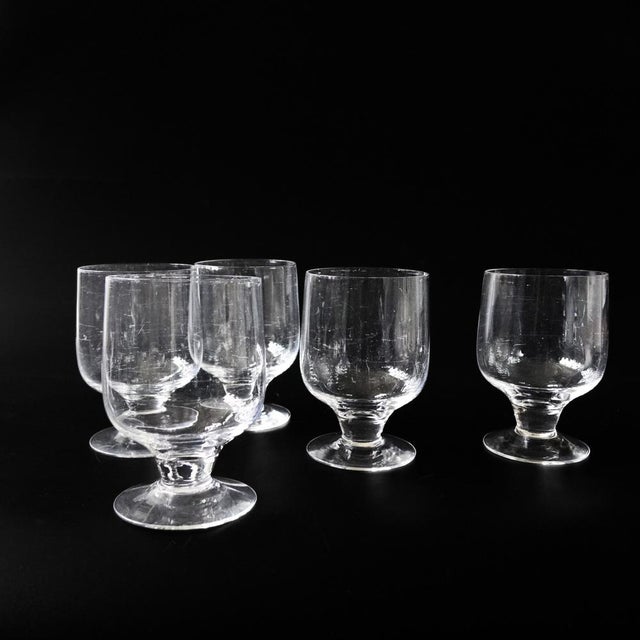 Mid-Century Crystal Beer Glasses on Foot, Sweden, Set of 5 For Sale - Image 3 of 5