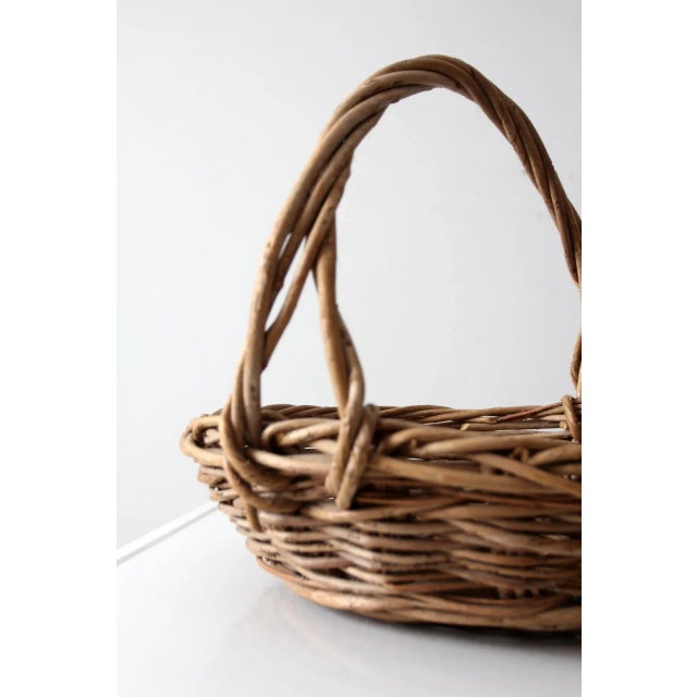 Vintage Wicker Gathering Basket For Sale - Image 4 of 10