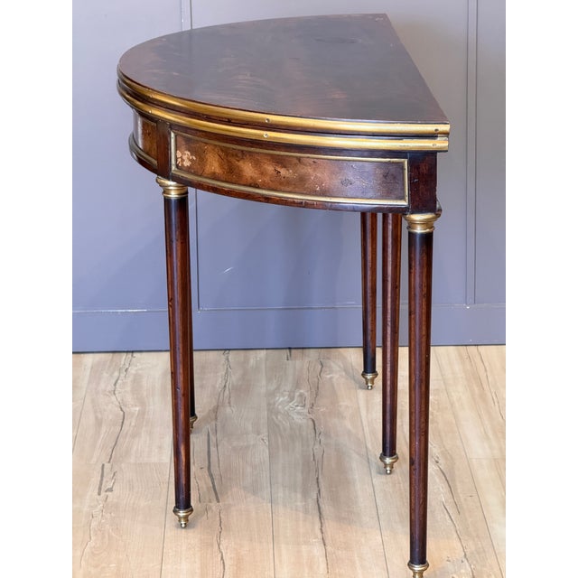 Brown Louis XVI Style Mahogany and Brass Card Table For Sale - Image 8 of 16