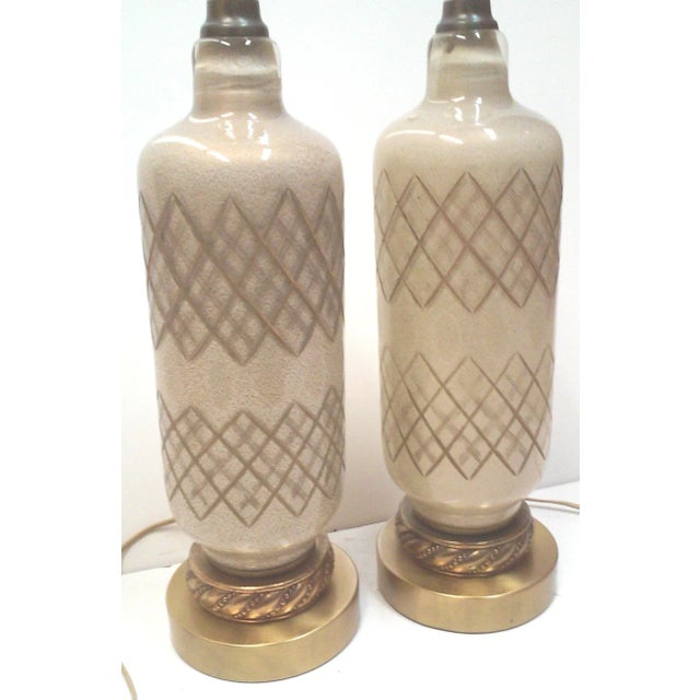 1950’s Gold Murano Lamps Cut Glass Table Lamps Hollywood Regency a Pair For Sale In Detroit - Image 6 of 11