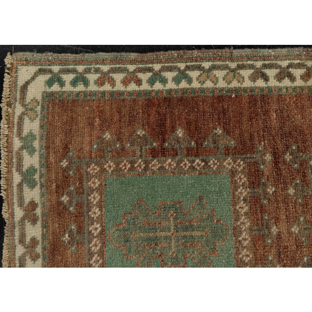 Early 21st Century Turkish Mini Rug Oriental Hand Knotted Vintage Rug 1'7" x 3'1" #21296 For Sale - Image 5 of 8