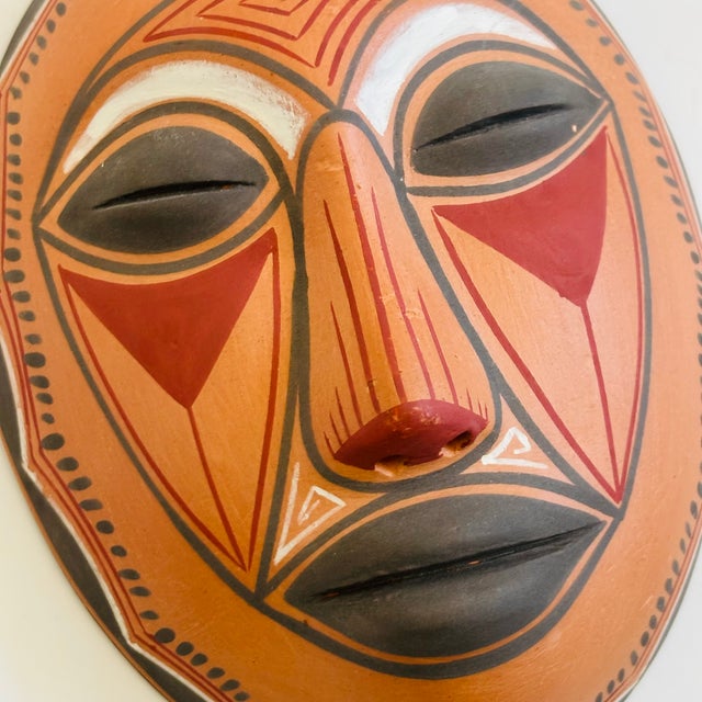 Late 20th Century Vintage Terra Cotta Mask Wall Hanging For Sale - Image 5 of 9