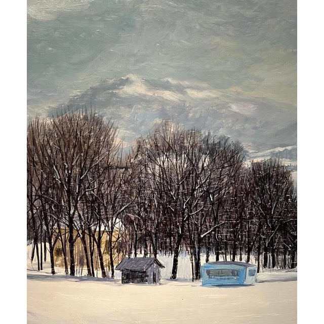 Claude Sauthier, Farm in Winter 2, Oil on Wood, 1970s For Sale - Image 6 of 13