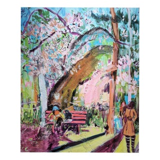 Linda Clerget, Escape to the Floral Park, Mixed Media For Sale