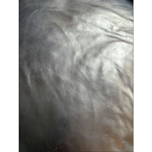 Wood Pottery Barn James Square Arm Leather Manual Recliner For Sale - Image 7 of 9