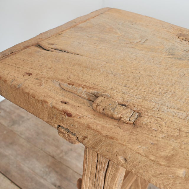 Antique Rustic Elm Console Table For Sale - Image 5 of 10
