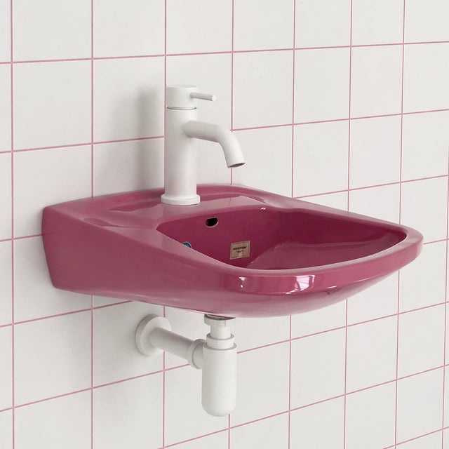 Pink Vintage Pink Sink from Keramag Keravit, 1980s For Sale - Image 8 of 9