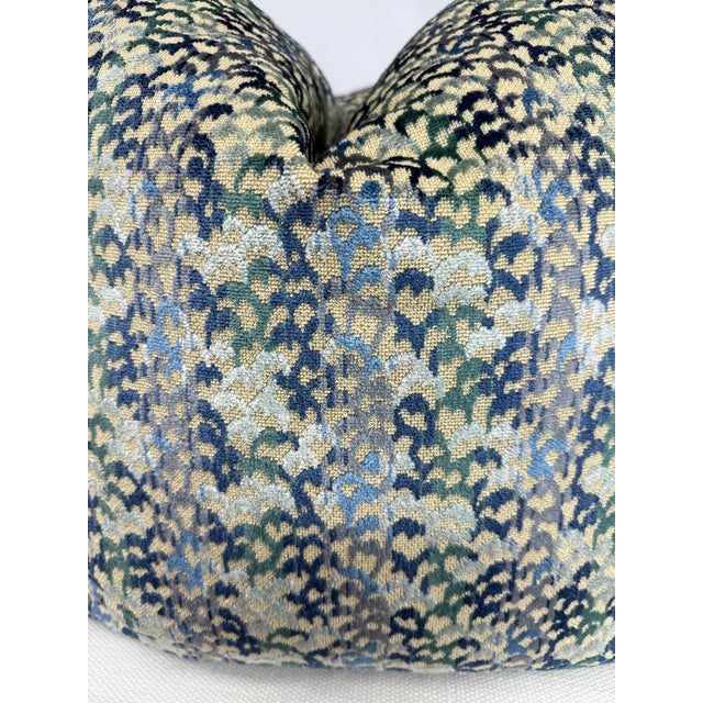 Epingle Cut Velvet in Blue/Green 22" Pillows-a Pair For Sale - Image 4 of 4
