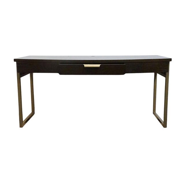 Martin Furniture Axis Collection Contemporary Modern 64" Writing Desk - Mocha Finish W. Bronze Finished Metal Frame For Sale In Kansas City - Image 6 of 15