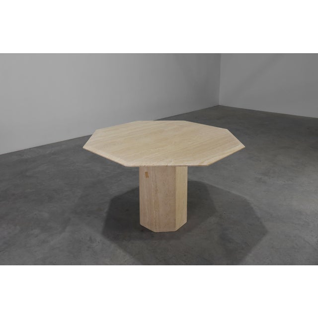 1980s Mid-Century Italian Octagonal Travertine Dining Table, 1980s For Sale - Image 5 of 13